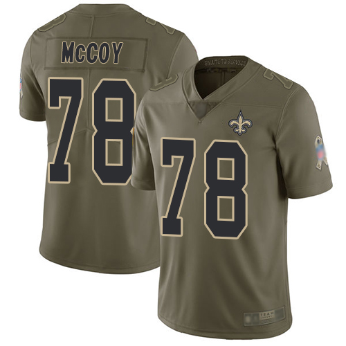 Men New Orleans Saints Limited Olive Erik McCoy Jersey NFL Football #78 2017 Salute to Service Jersey